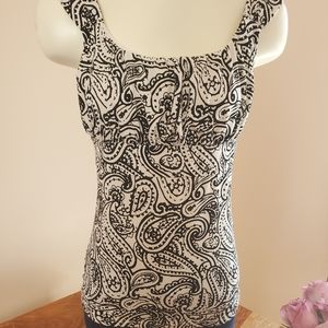 Ann Taylor Black & White Paisley Top SZ-S